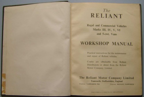 Reliant regal iii vi - reliant,