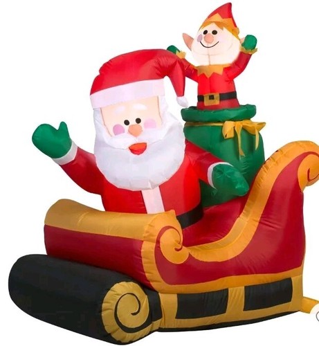 Gemmy santa elf sleigh - santa,