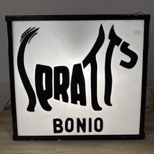 VINTAGE “SPRATTS BONIO ” METAL LIGHT BOX ILLUMINATED 3D WALL SIGN  19”L 17.5” H