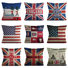 Union Jack British Flag Linen Square Decorative Throw Pillow Case Cushion Cover#