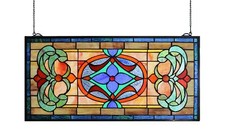 Extra Large Horizontal Transom Window Stained Glass Window Panels Hanging 26"...