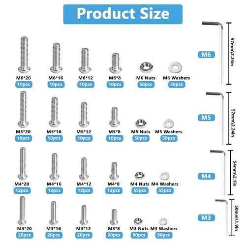 698 pcs m6 bolts - m5, and