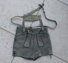 Vintage Boy's LEDERHOSEN Leather Suede Shorts Grey 54cm