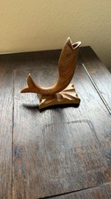 🐟 Vintage Hand-Carved Wooden Fish Ornament – 14 cm