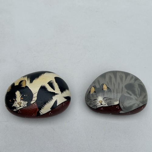 Cats hand painted stones - 2, 🐱hand