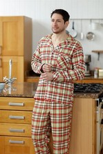 Mens Check Pyjama Set Red