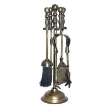 Mansion Ball Top 5 Piece Companion Fire Side Set - Antique Brass