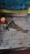 Large Victorian Brass Fireplace Sway Bracket Crane Hook