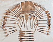 58 Piece Mid Century Scandinavian Style Harlequin Patterns Stainless Cutlery Set
