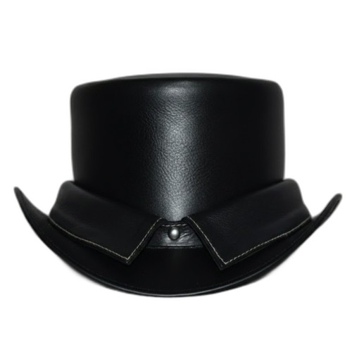Classic black leather top hat - classic,