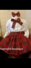 New 5/6yrs Spanish romany Xmas red Christmas tartan top skirt dress girls 