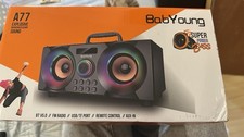 BobYoung 80W Peak Portable Boombox Bluetooth Speaker with Subwoofer Bass FM USB 