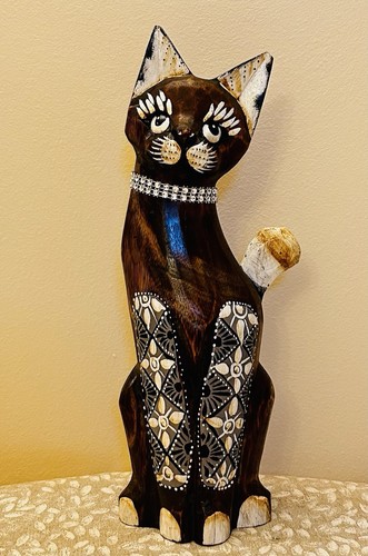 Hand carved wooden - carved, cat