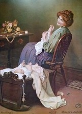  Victorian Print Lady Sewing