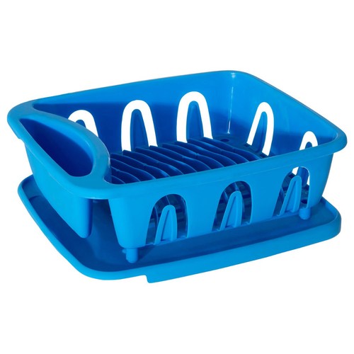 Blue plastic dish drainer rack - plastic,