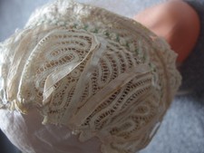 Antique Victorian silk lace ribbon flowers nightcap bonnet