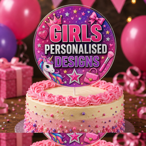 Girls personalised cake topper - cake,