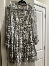 Needle and Thread Dress Silver Sequin Size 12 Knee Length Party Wedding