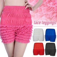 Women Lace Ruffle Bloomers Pettipants Lolita Cosplay Shorts Underwear Pink White