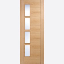 LPD Internal Vancouver Oak Finished Fire Rated FD30 Offset Clear Glazed Doors