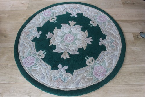 Chinese wool rug round green - chinese,
