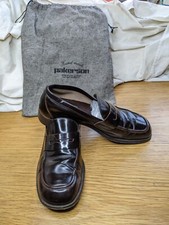 Vintage Mens Pakerson Italy Burgundy Leather Handmade Penny Loafers Shoes UK7