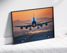 AEROPLANE 747 JUMBO POSTER ART AIRCRAFT JET AIRPORT PRINT SIZE A3 A4 A2 A1