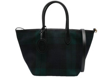 NEW POLO RALPH LAUREN WOOL AND LEATHER BELLPORT CHECK TOTE