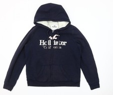 Hollister Women’s Navy Full Zip Hooded Sweatshirt Lined Size L