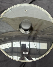 Ibili Stainless Steel Vented Silver & Black Glass Saucepan Cover Lid 28cm