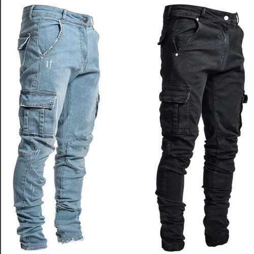 Men elastic denim - men's, jeans