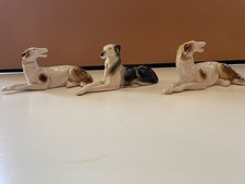 3 small borzoi dog figurines