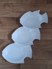 Christmas Vintage Three Fish Shoal Rustic Serving Plates Bowls Dishes Tapas