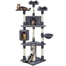 200cm Cat Tree Cat Condo Multilevel Cat Play House Climbing Tower w/Ball & Perch