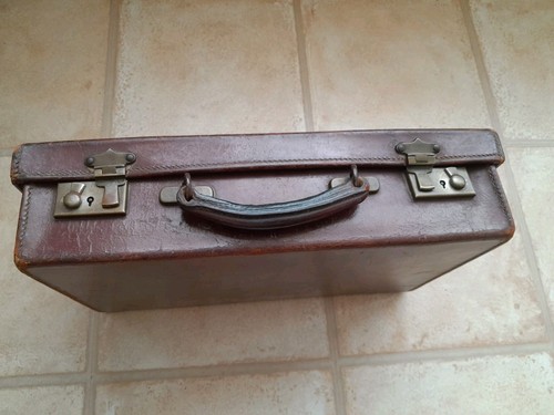 Antique small leather - leather, suitcase
