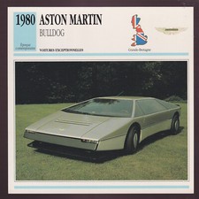 1980 Aston Martin Bulldog British Prototype Car Photo Spec Sheet French Card