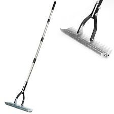 Thatch Rake Stainless Steel Curved Tip Teeth Lawn Rake for Leaves Garden