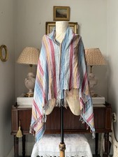 Vintage Cotton Scarf Wide Multicoloured Fringed Frangi Made In Italy 35” x 48”