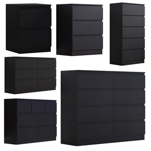 Matt black chest - black, drawers