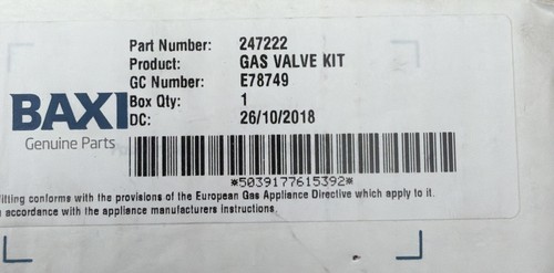 New and genuine - baxi, valve