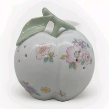 Ceramic Pomander Apple With Floral Pattern With Alfro Mark To Base Vintage