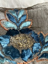 Antique 1910s / Early 1920s Black Net Hand Embroidered Haberdashery Trim