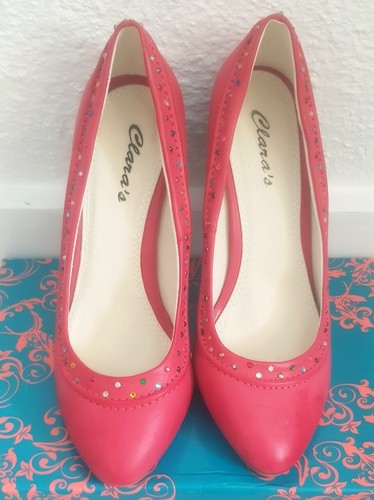 Ladies red shoes decorated - shoes.,