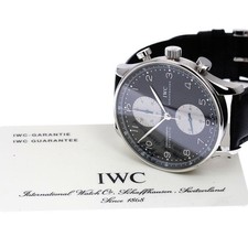 IWC SCHAFFHAUSEN PORTUGIESER IW371404 41mm SS Black/Silver Chronograph #C269