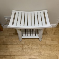 Shower Bench Waterproof Bath Spa Shower Stool w/ Shelf & Non-slip Foot Pads