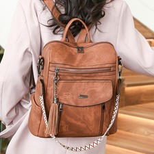Vintage Women Ladies Soft Leather Casual Rucksack Shoulder Bag Capacity Backpack