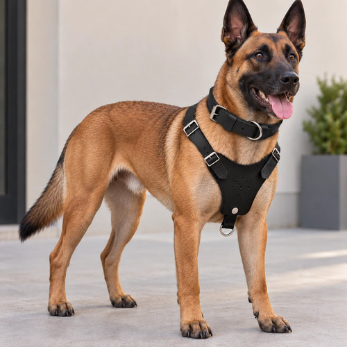 Genuine leather dog - leather, harness