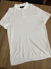 Hollister mens S/sleeve Cotton Polo shirt- Size XL - White - Mesh Effect