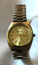 SOLO - Round gold gents watch with silver stretch strap - Untested