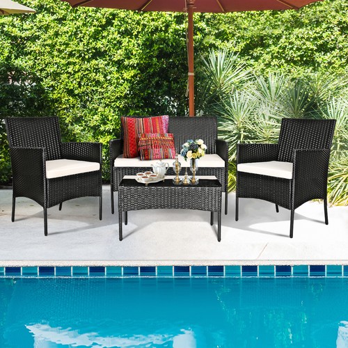 4pcs rattan patio conversation - patio,